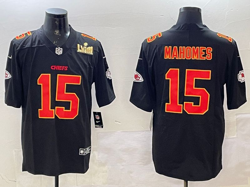 Men Kansas City Chiefs #15 Mahomes Black 2025 Nike Vapor Limited NFL Jersey style 2091